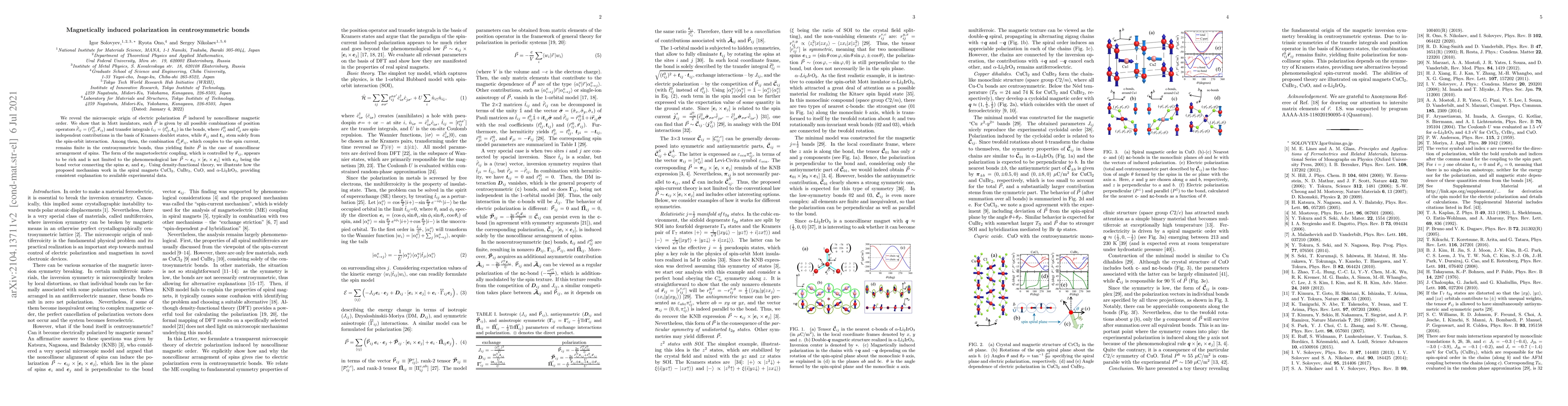 Thumbnail for Magnetically induced polarization in centrosymmetric bonds
