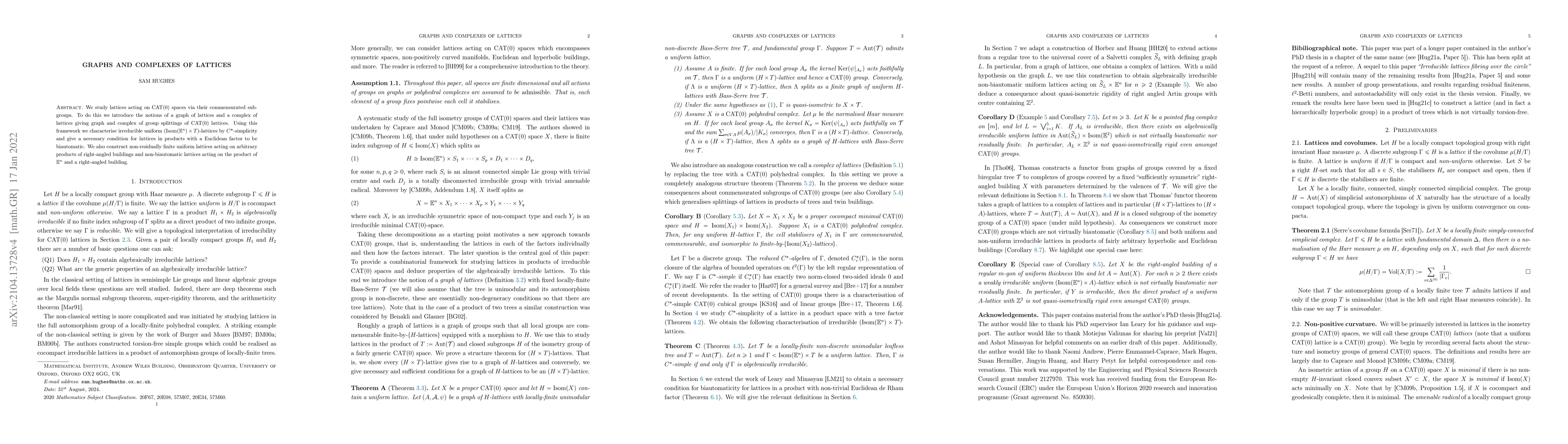 Thumbnail for Graphs and complexes of lattices