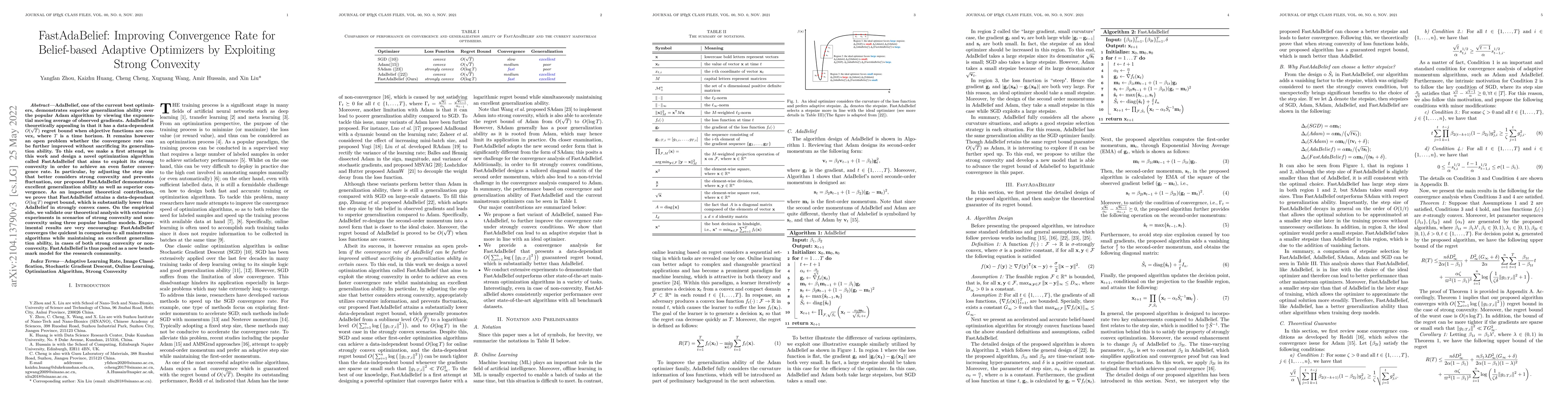 Thumbnail for FastAdaBelief: Improving Convergence Rate for Belief-based Adaptive
  Optimizers by Exploiting Strong Convexity