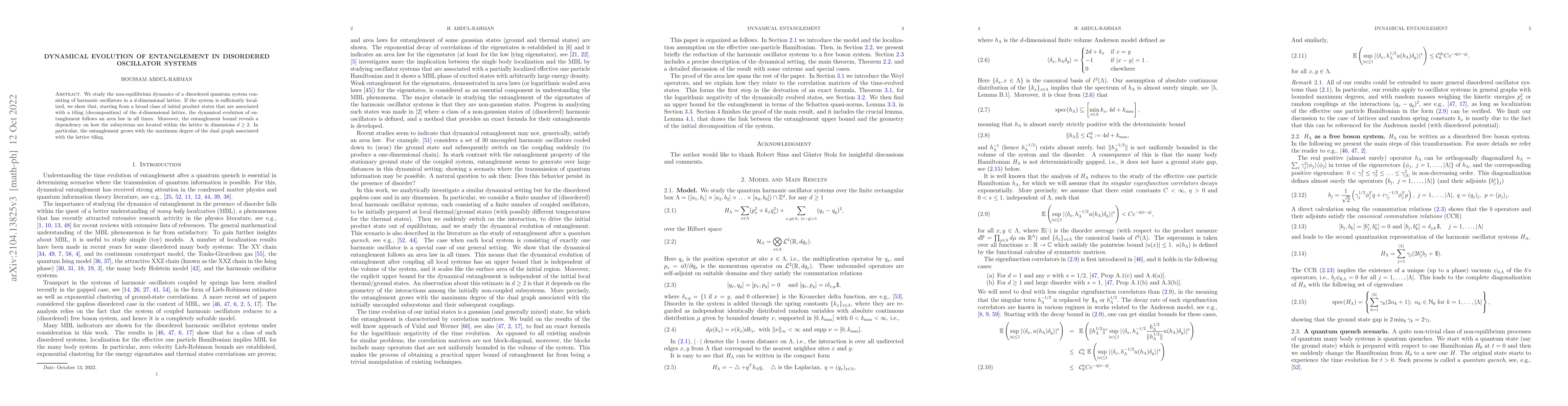 Thumbnail for Dynamical Evolution of Entanglement in Disordered Oscillator Systems