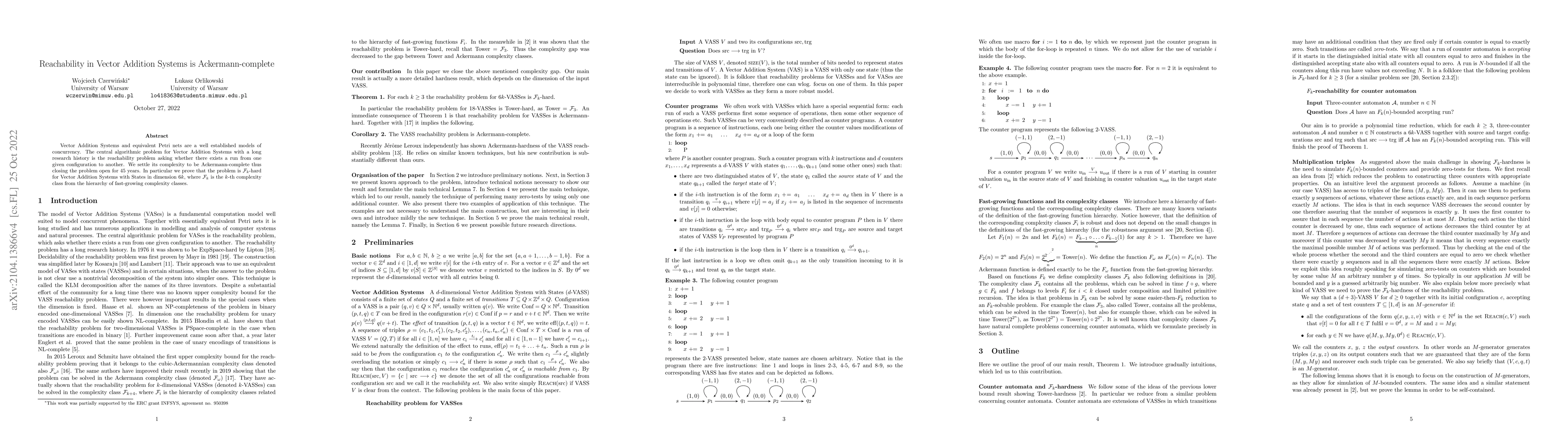 Thumbnail for Reachability in Vector Addition Systems is Ackermann-complete