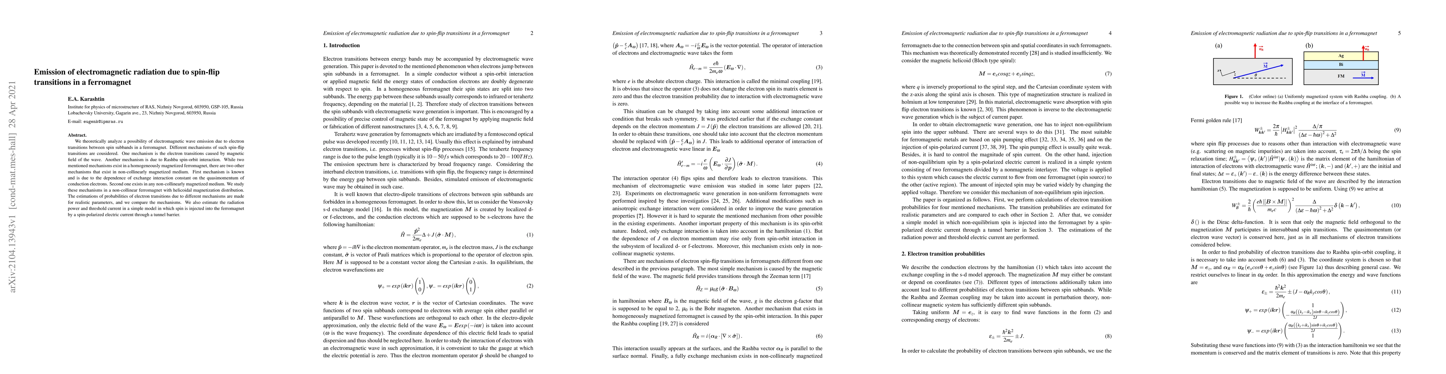 Thumbnail for Emission of electromagnetic radiation due to spin-flip transitions in a
  ferromagnet