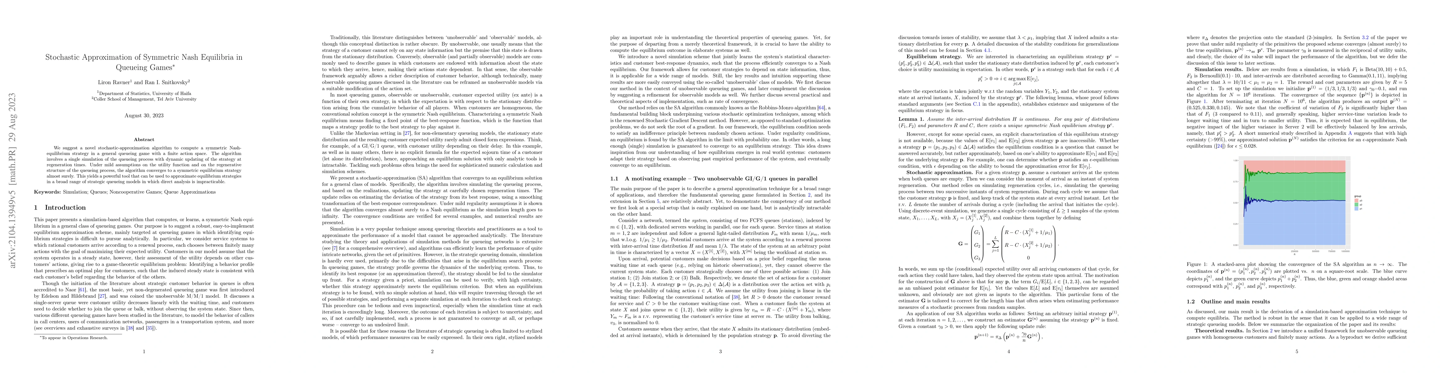 Thumbnail for Stochastic approximation of symmetric Nash equilibria in queueing games