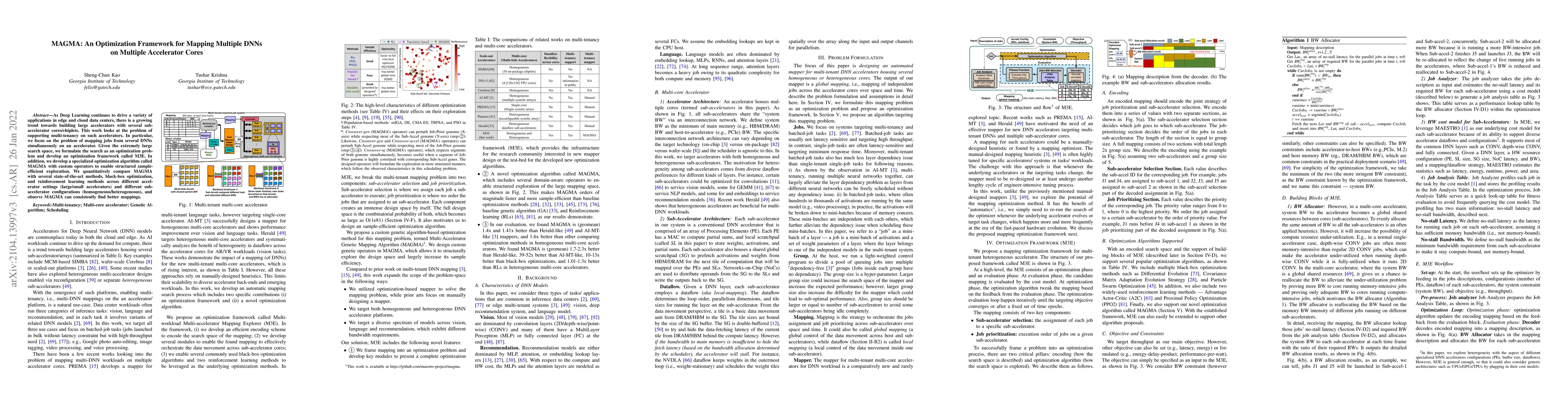 Thumbnail for MAGMA: An Optimization Framework for Mapping Multiple DNNs on Multiple
  Accelerator Cores