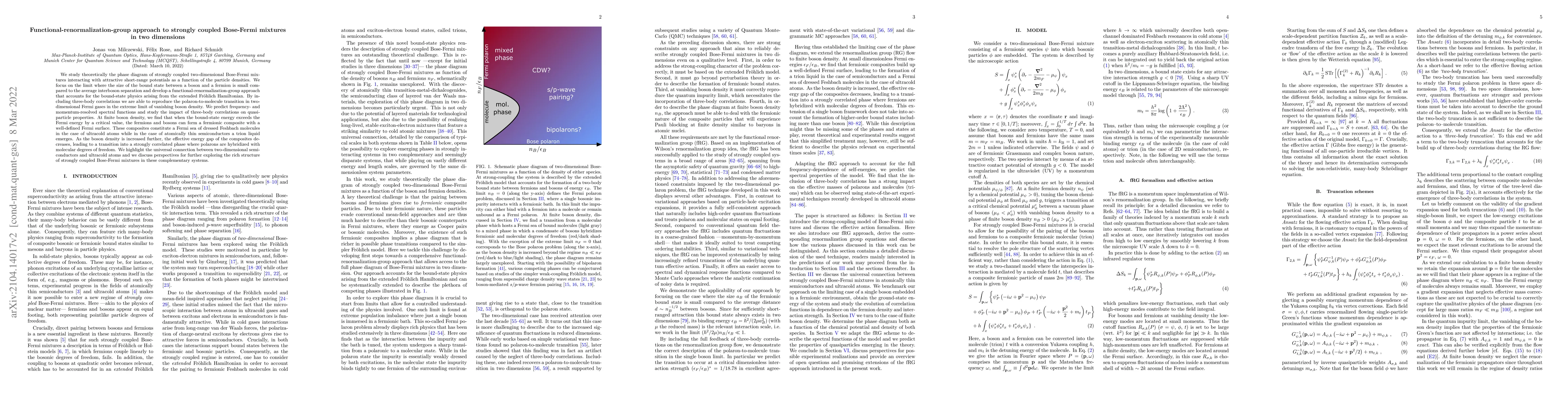 Thumbnail for Functional-renormalization-group approach to strongly coupled Bose-Fermi
  mixtures in two dimensions