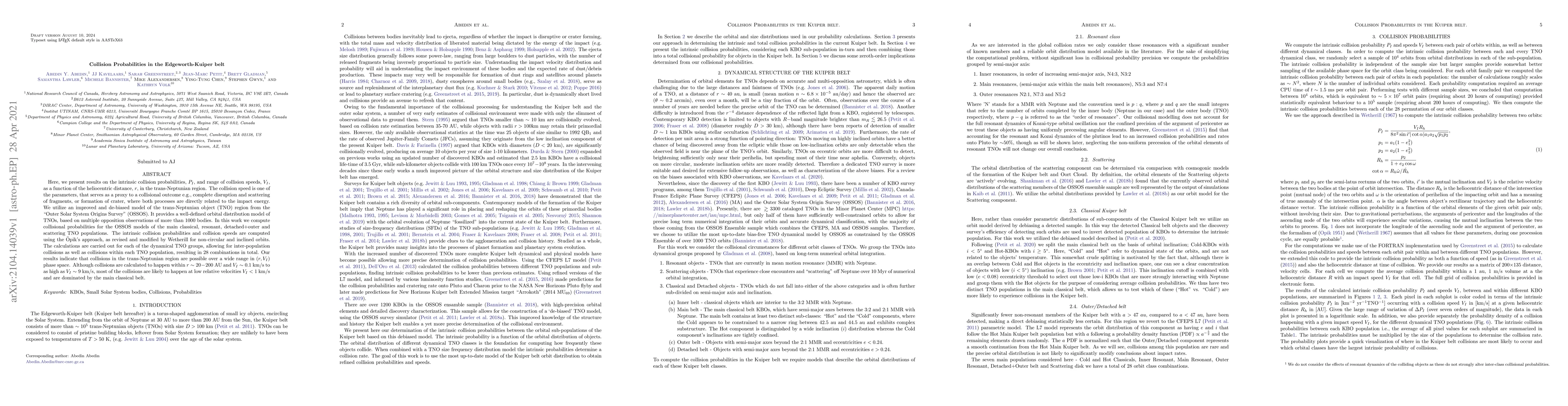 Thumbnail for Collision Probabilities in the Edgeworth-Kuiper belt