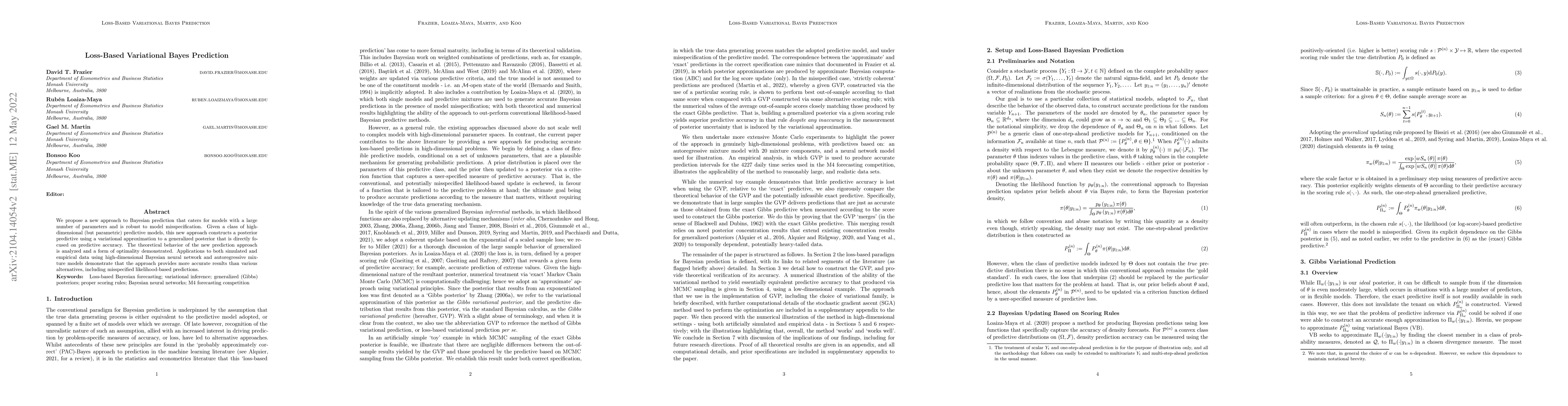 Thumbnail for Loss-Based Variational Bayes Prediction