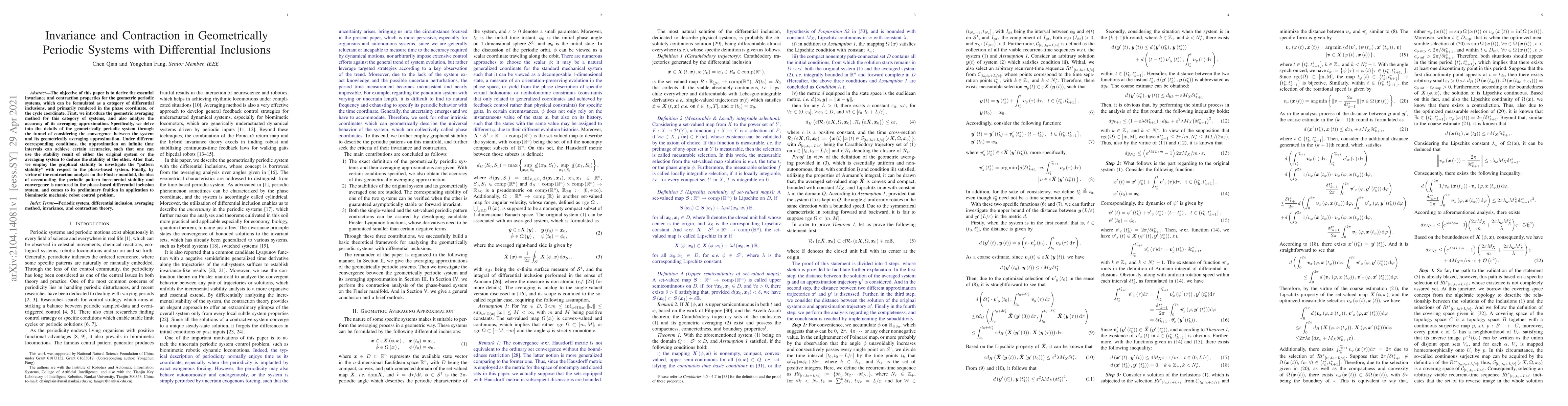 Thumbnail for Invariance and Contraction in Geometrically Periodic Systems with
  Differential Inclusions