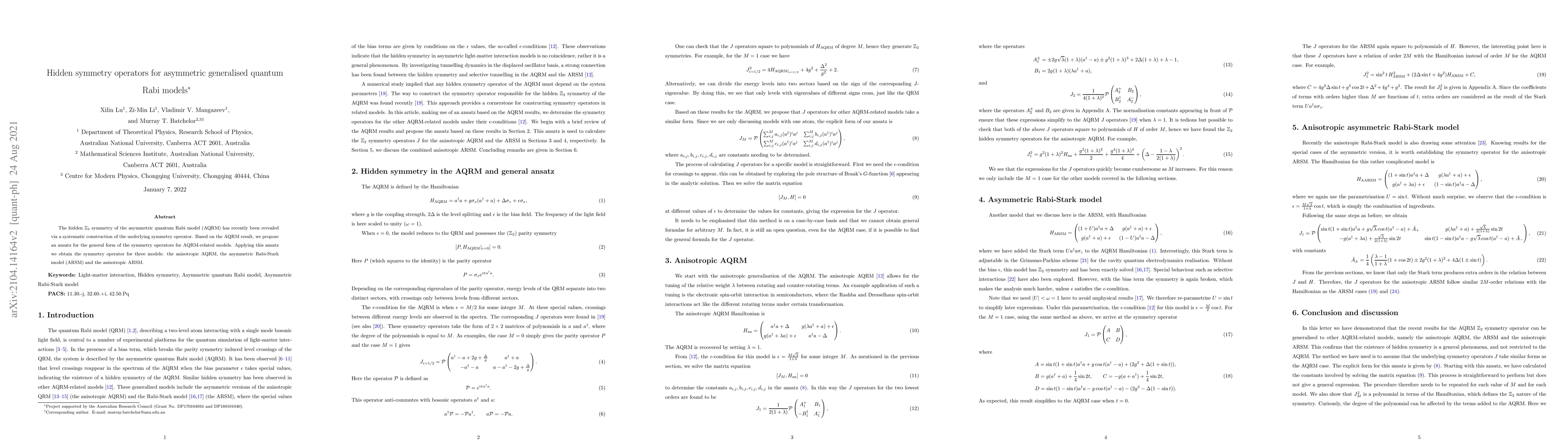 Thumbnail for Hidden symmetry operators for asymmetric generalised quantum Rabi models
