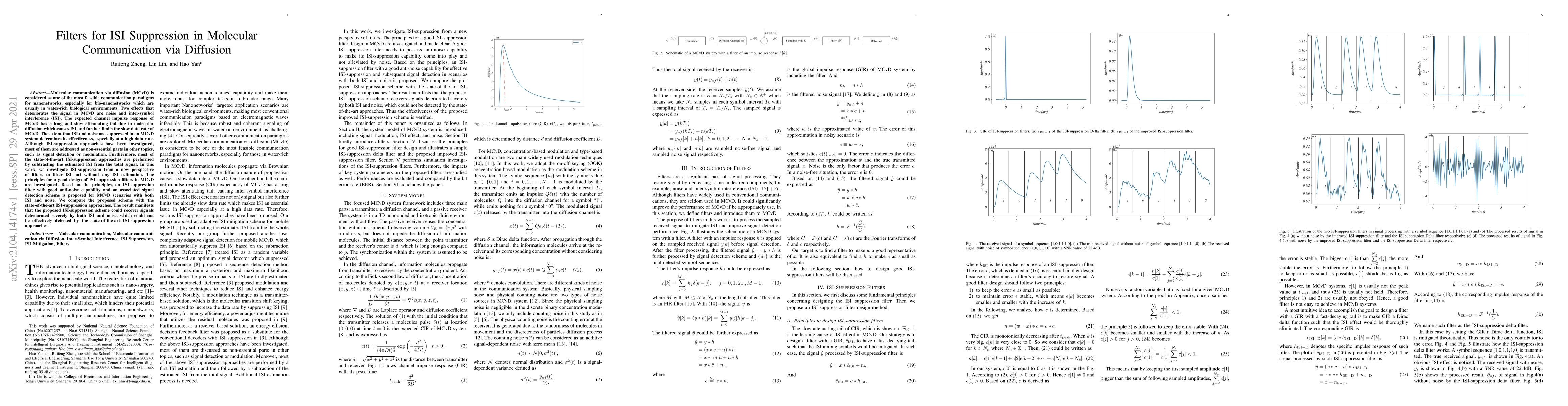 Thumbnail for Filters for ISI Suppression in Molecular Communication via Diffusion