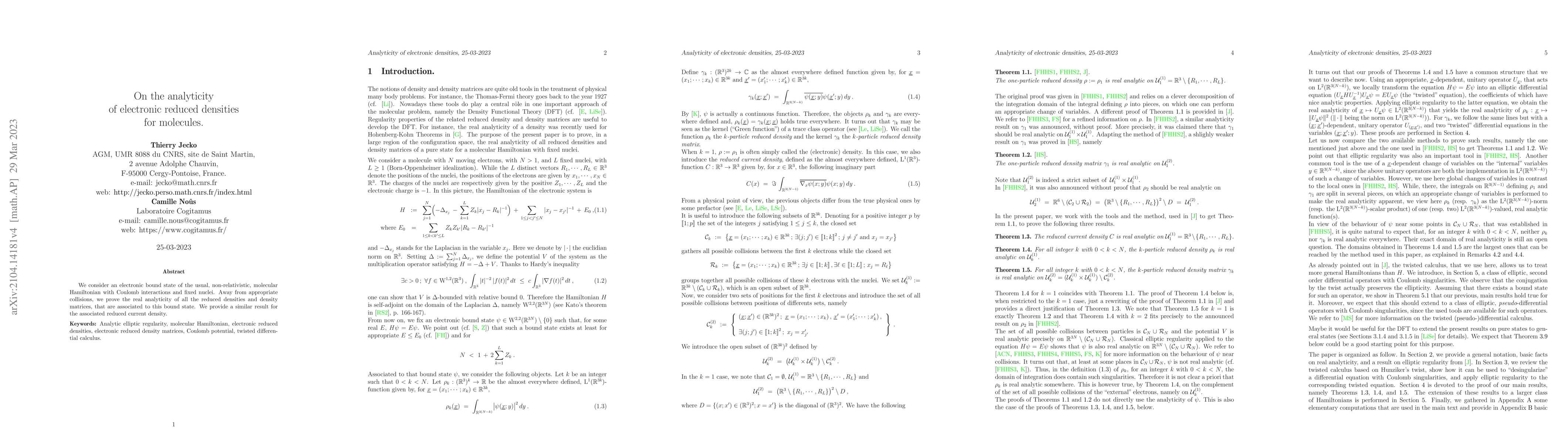 Thumbnail for On the analyticity of electronic reduced densities for molecules