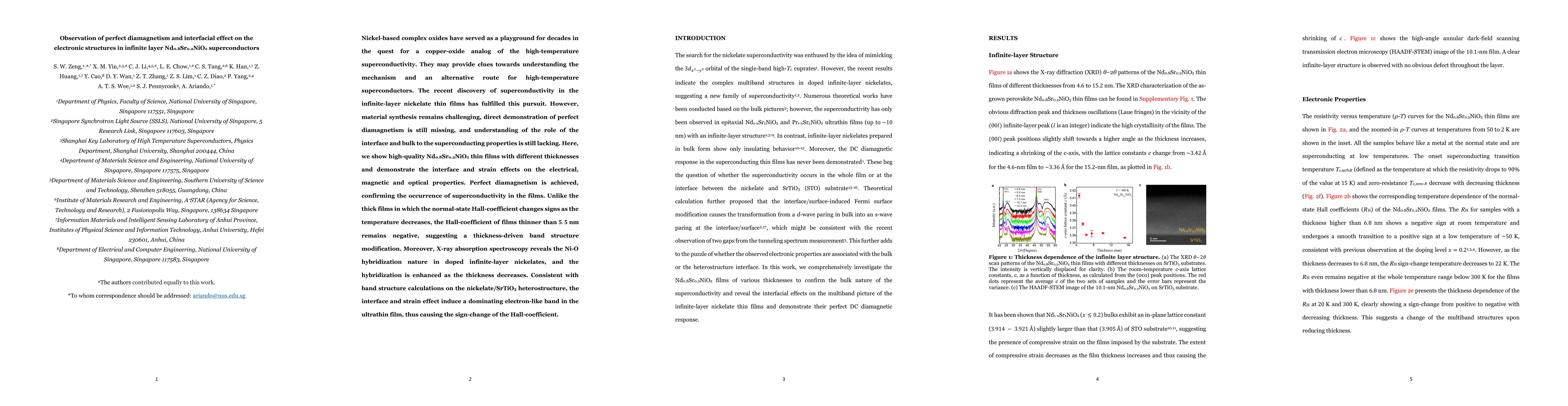 Thumbnail for Observation of perfect diamagnetism and interfacial effect on the
  electronic structures in Nd0.8Sr0.2NiO2 superconducting infinite layers