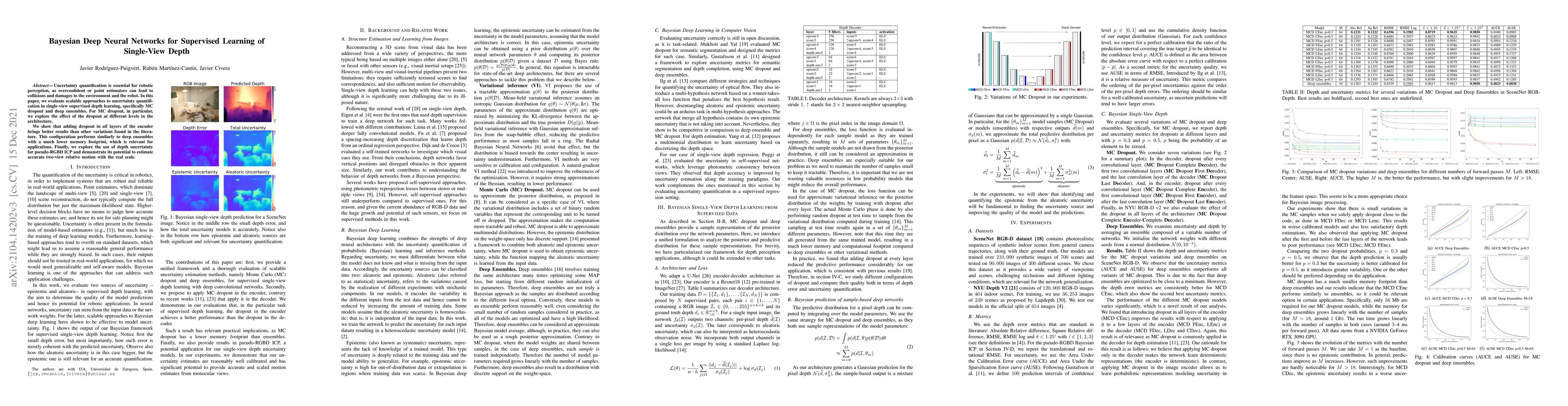 Thumbnail for Bayesian Deep Neural Networks for Supervised Learning of Single-View
  Depth