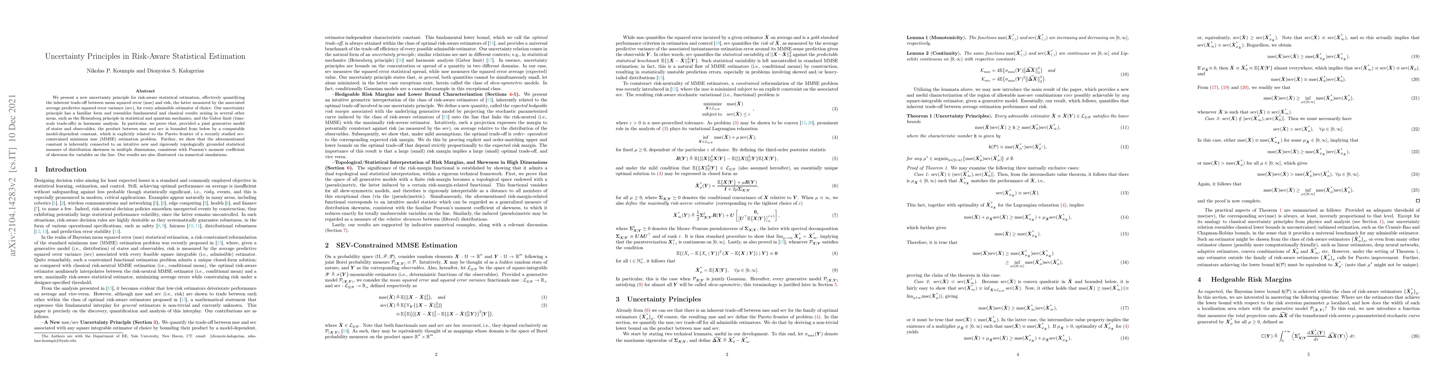 Thumbnail for Uncertainty Principles in Risk-Aware Statistical Estimation
