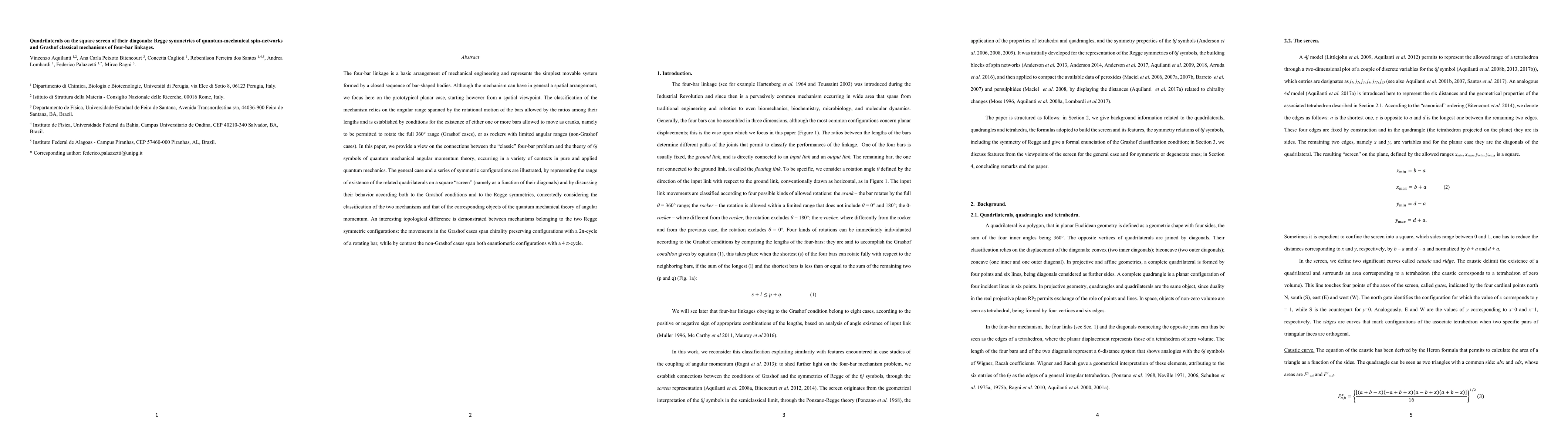 Thumbnail for Quadrilaterals on the square screen of their diagonals: Regge symmetries
  of quantum-mechanical spin-networks and Grashof classical mechanisms of
  four-bar linkages