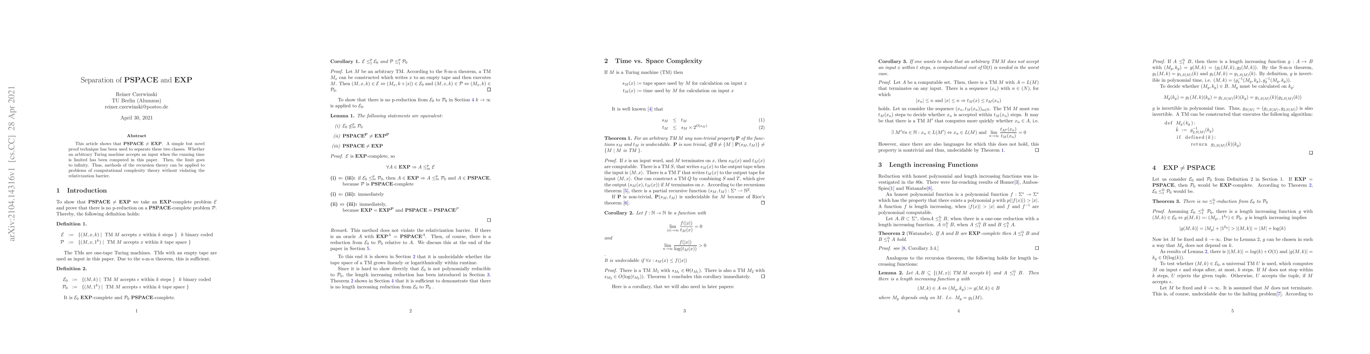 Thumbnail for Separation of PSPACE and EXP