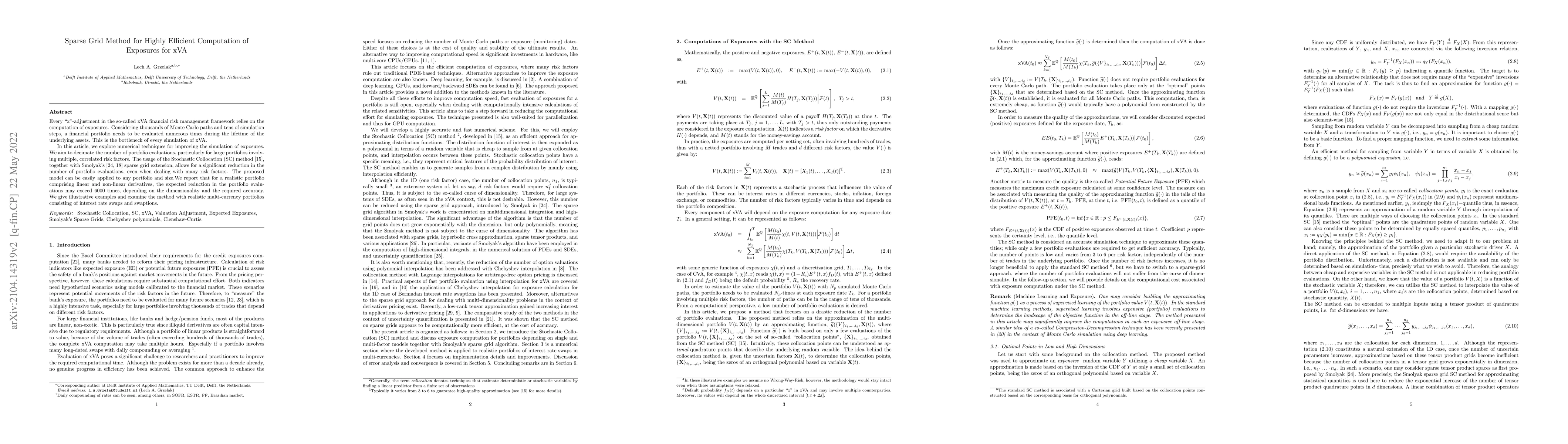 Thumbnail for Sparse Grid Method for Highly Efficient Computation of Exposures for xVA