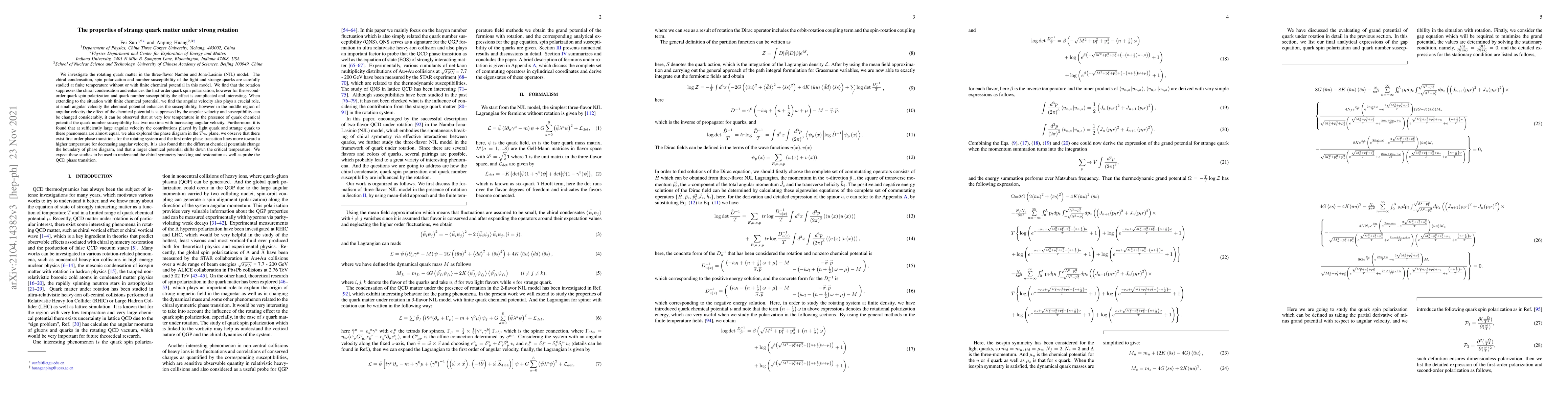 Thumbnail for The properties of strange quark matter under strong rotation