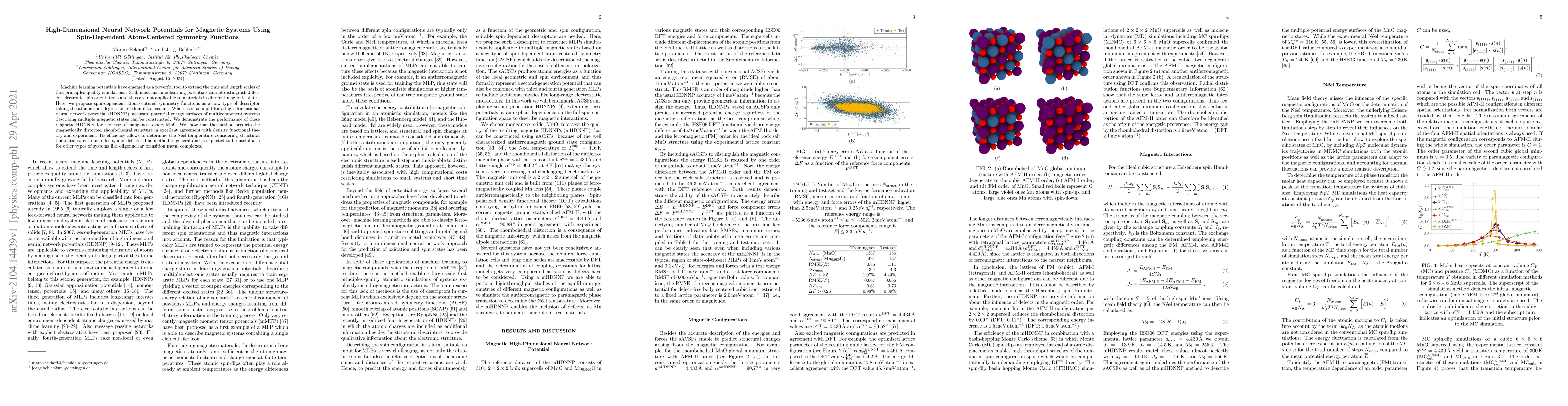 Thumbnail for High-Dimensional Neural Network Potentials for Magnetic Systems Using
  Spin-Dependent Atom-Centered Symmetry Functions