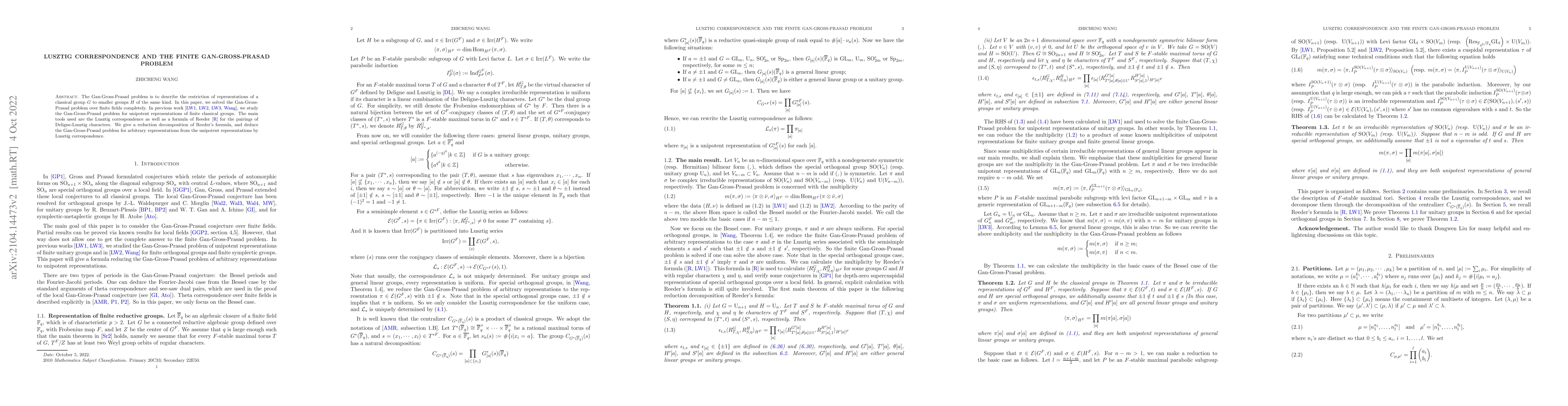 Thumbnail for Lusztig correspondence and the Gan-Gross-Prasad problem