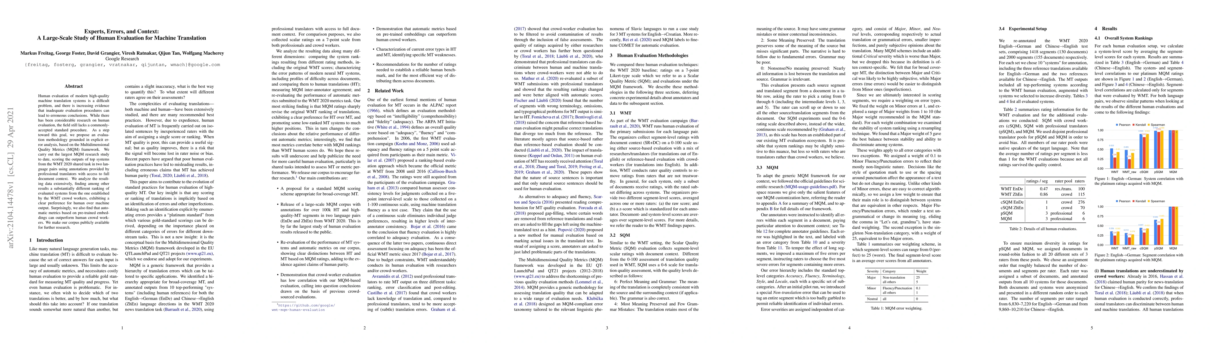 Thumbnail for Experts, Errors, and Context: A Large-Scale Study of Human Evaluation
  for Machine Translation