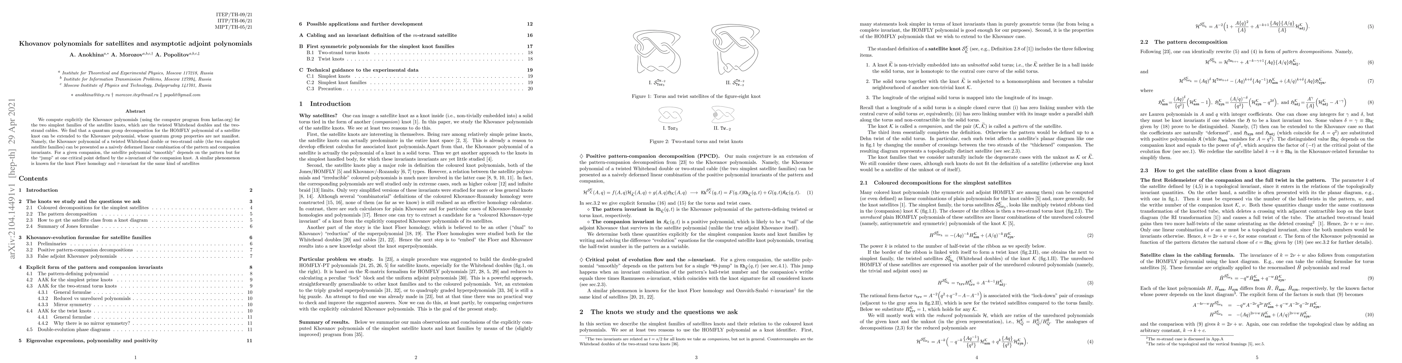 Thumbnail for Khovanov polynomials for satellites and asymptotic adjoint polynomials