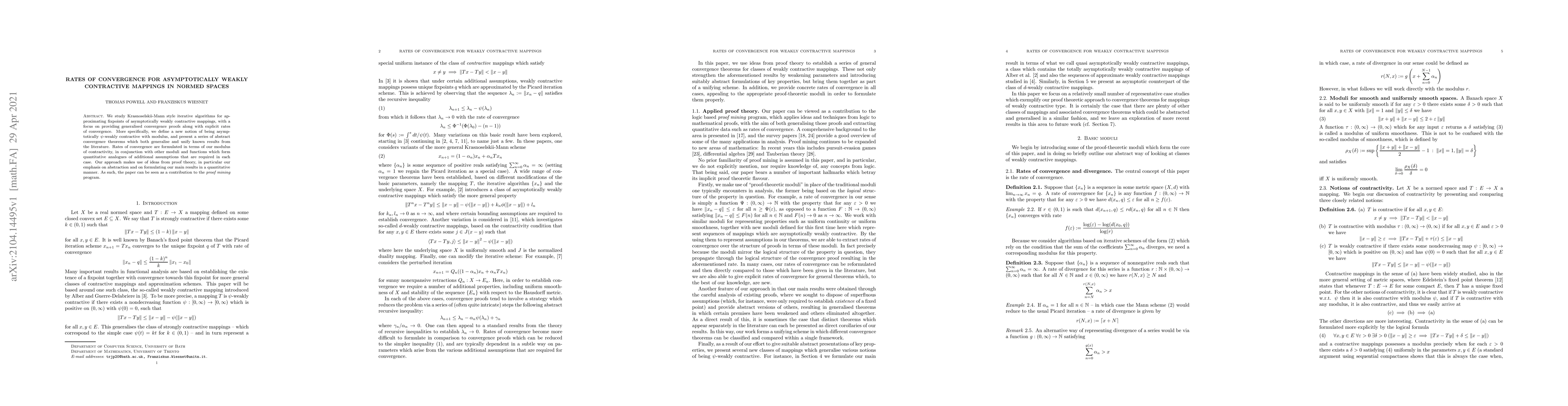 Thumbnail for Rates of convergence for asymptotically weakly contractive mappings in
  normed spaces