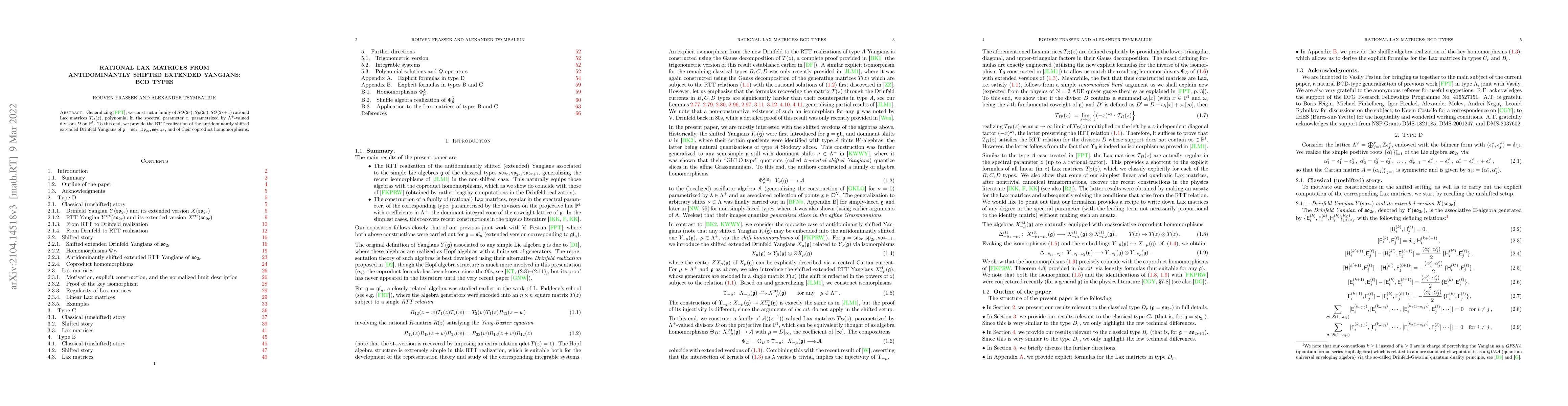 Thumbnail for Rational Lax matrices from antidominantly shifted extended Yangians: BCD
  types