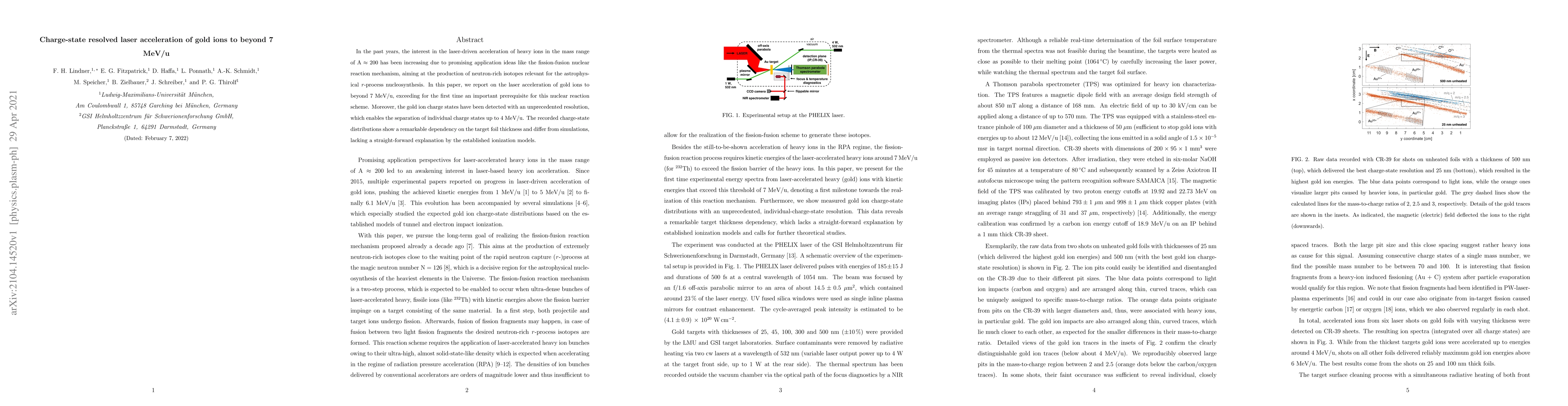 Thumbnail for Charge-state resolved laser acceleration of gold ions to beyond 7 MeV/u
