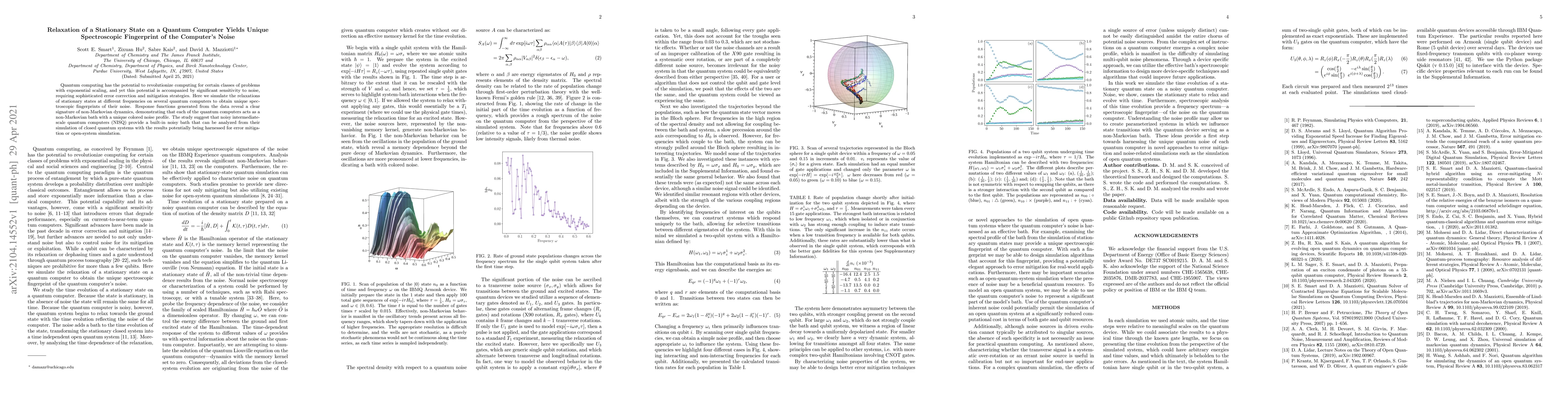 Thumbnail for Relaxation of a Stationary State on a Quantum Computer Yields Unique
  Spectroscopic Fingerprint of the Computer's Noise