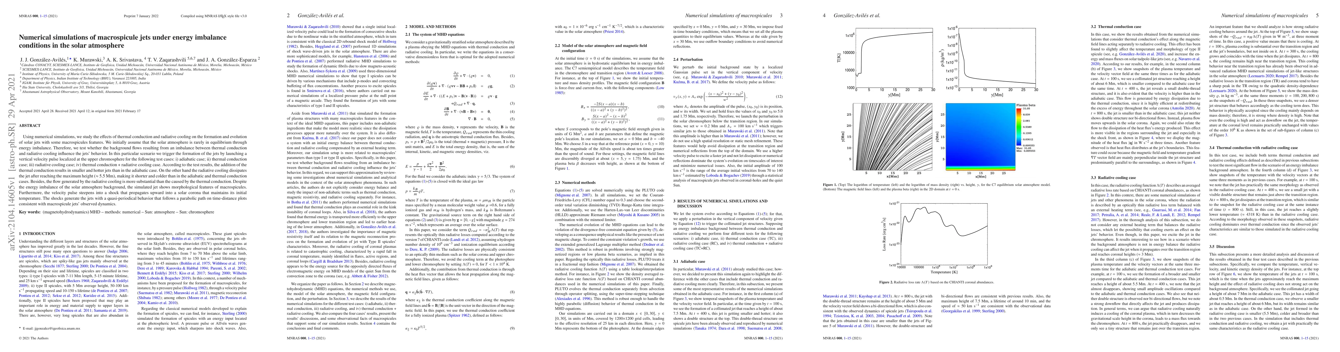 Thumbnail for Numerical simulations of macrospicule jets under energy imbalance
  conditions in the solar atmosphere