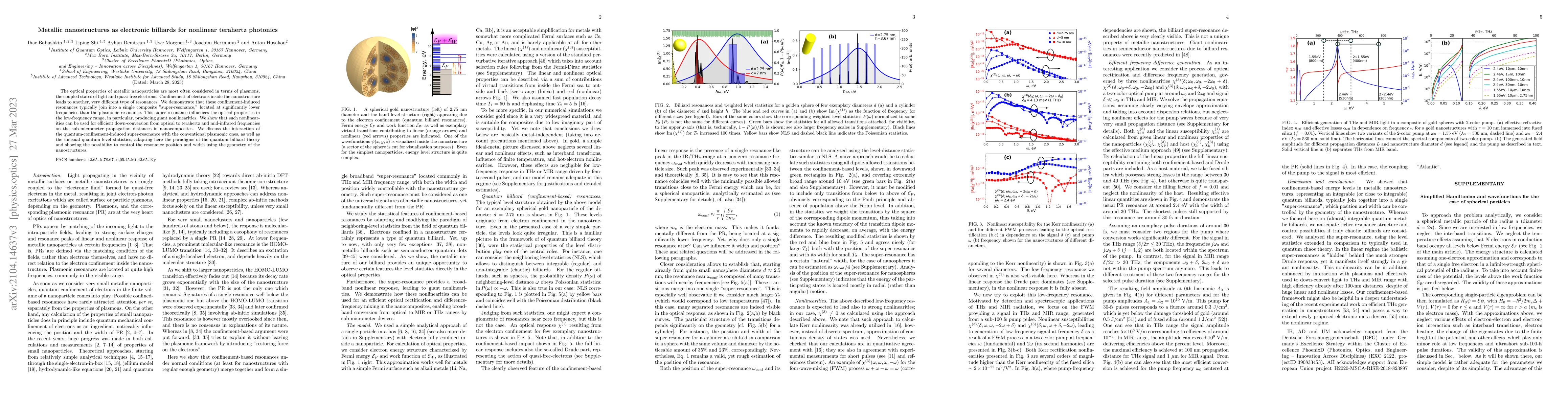 Thumbnail for Metallic nanostructures as electronic billiards for nonlinear terahertz
  photonics