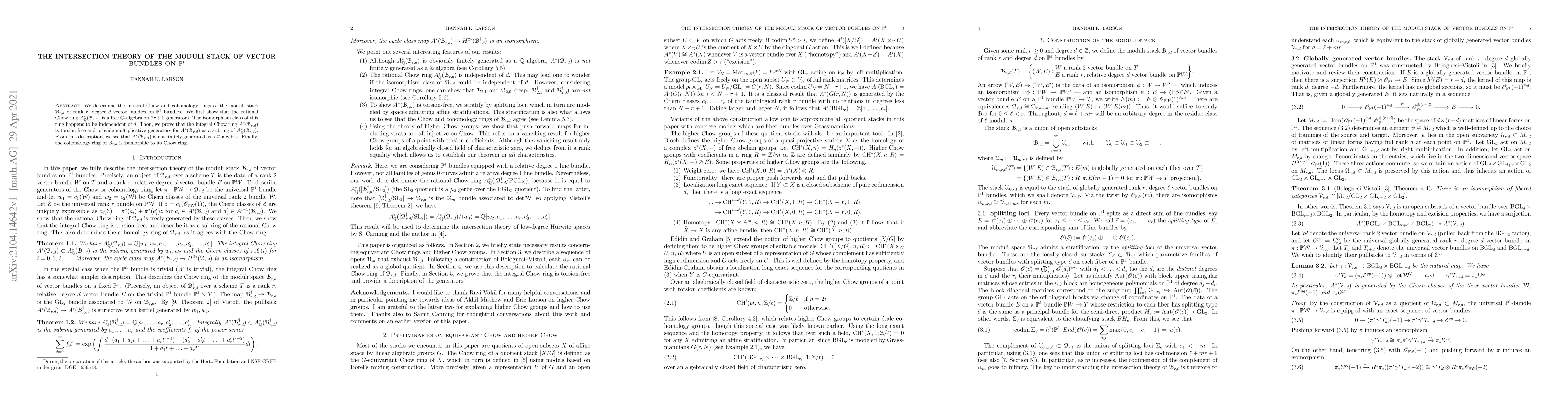 Thumbnail for The intersection theory of the moduli stack of vector bundles on
  $\mathbb{P}^1$