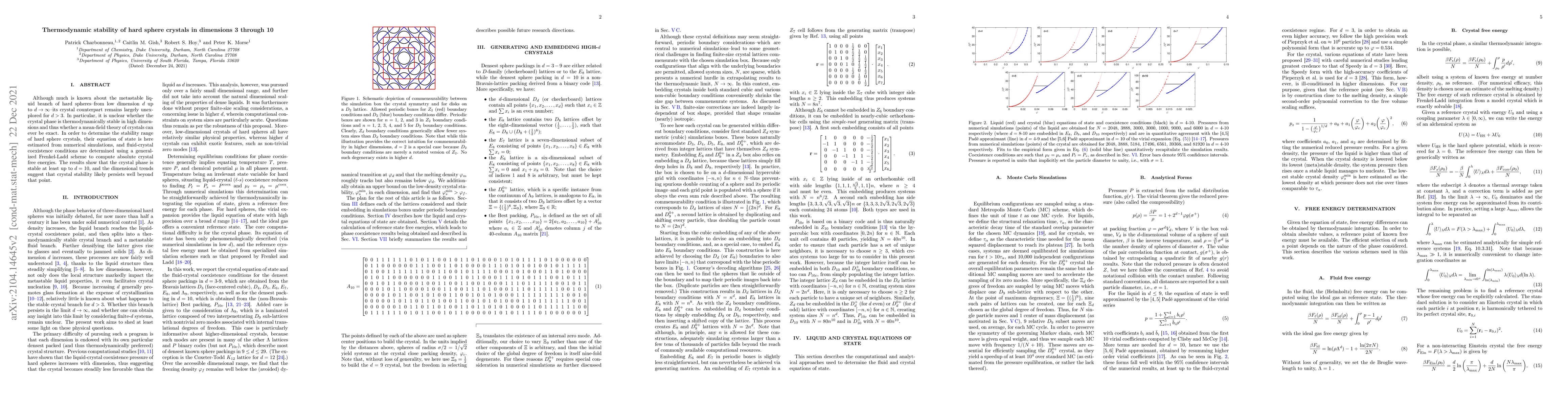 Thumbnail for Thermodynamic stability of hard sphere crystals in dimensions 3 through
  10