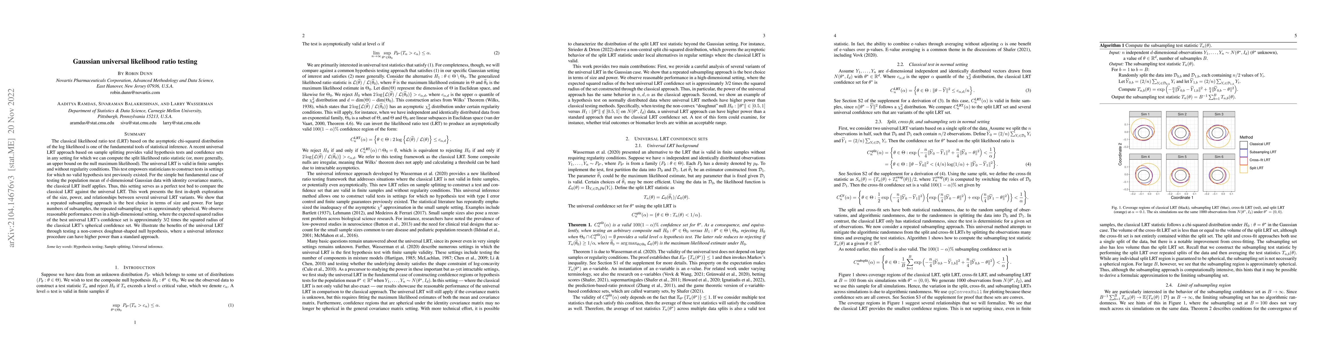 Thumbnail for Gaussian Universal Likelihood Ratio Testing