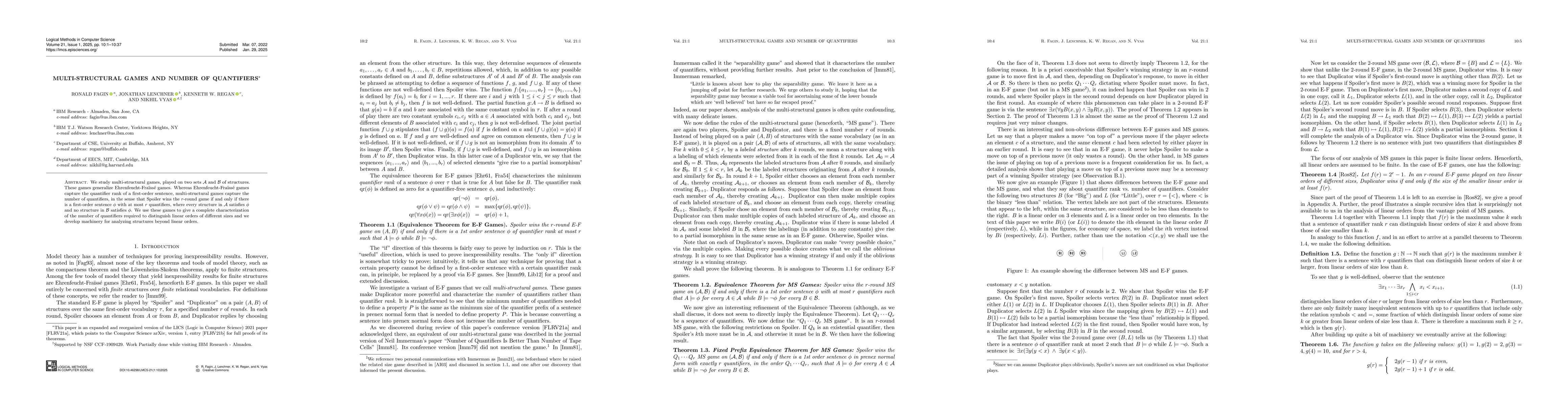 Thumbnail for Multi-Structural Games and Number of Quantifiers