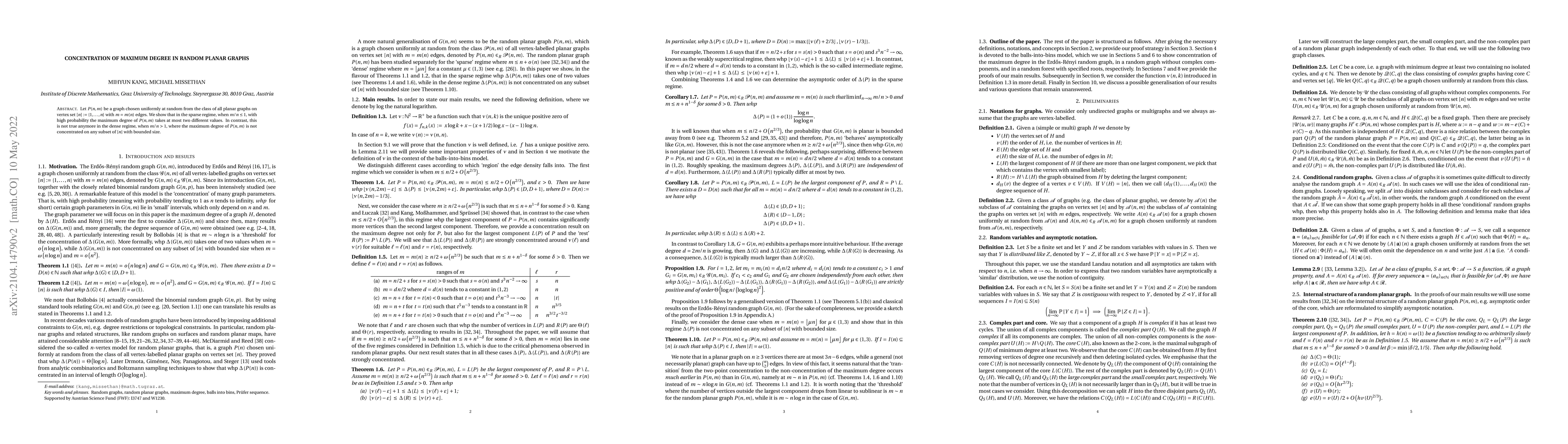 Thumbnail for Concentration of maximum degree in random planar graphs