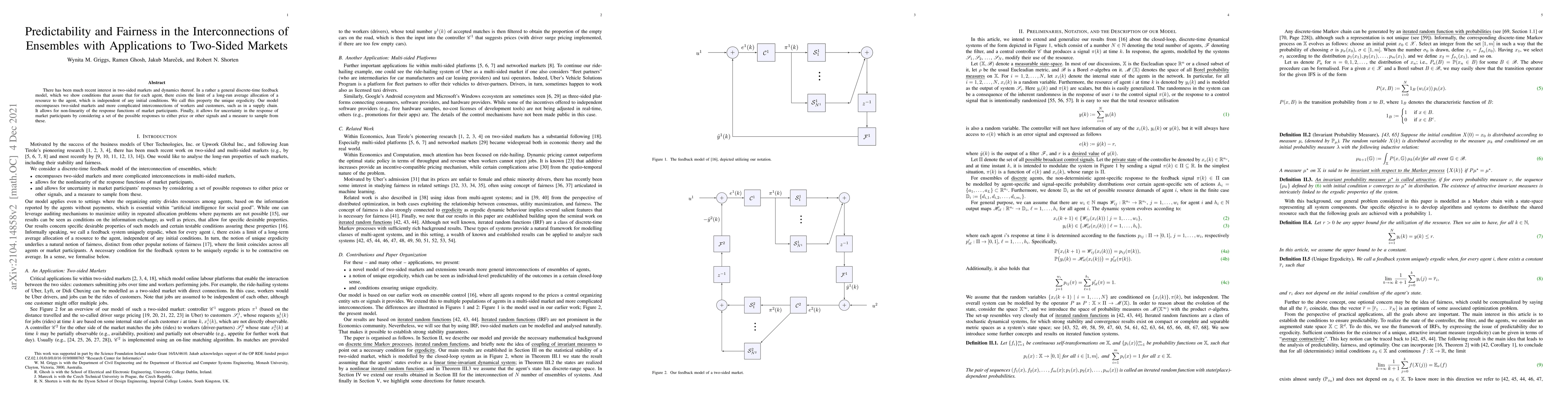 Thumbnail for Unique Ergodicity in the Interconnections of Ensembles with Applications
  to Two-Sided Markets
