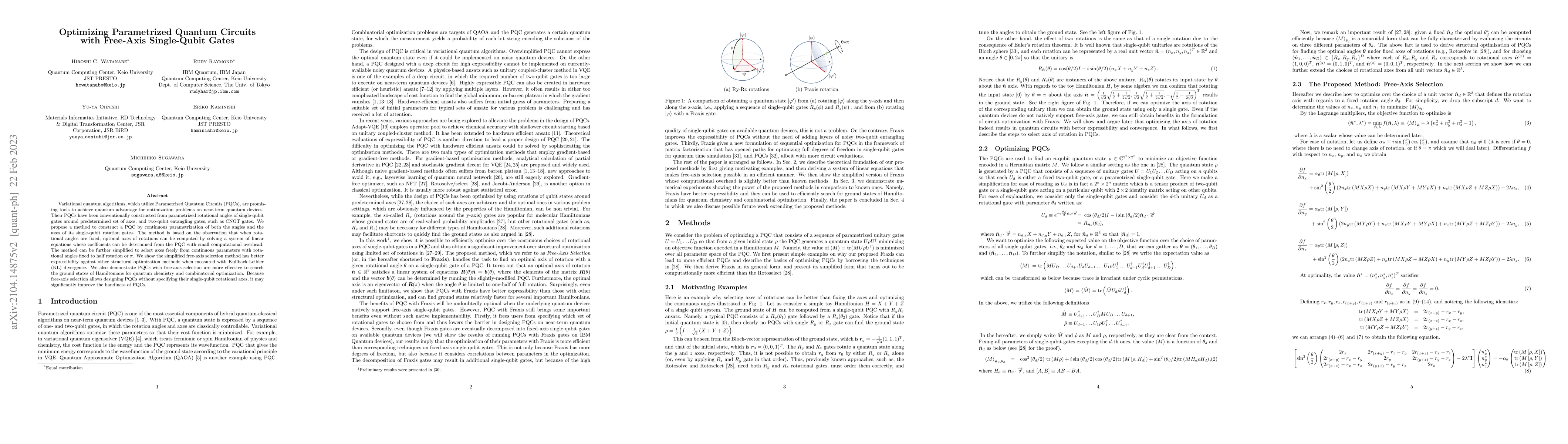 Thumbnail for Optimizing Parameterized Quantum Circuits with Free-Axis Selection