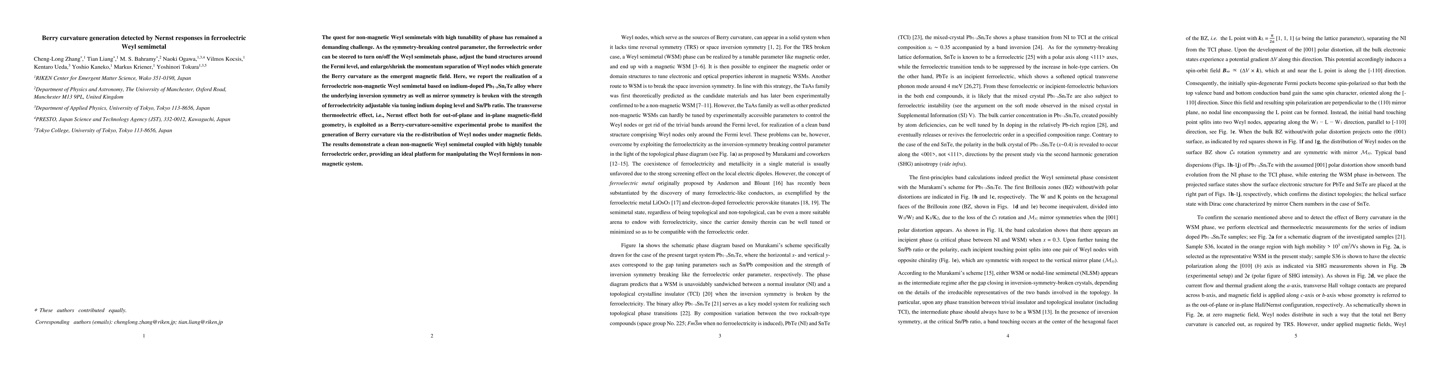 Thumbnail for Berry curvature generation detected by Nernst responses in ferroelectric
  Weyl semimetal