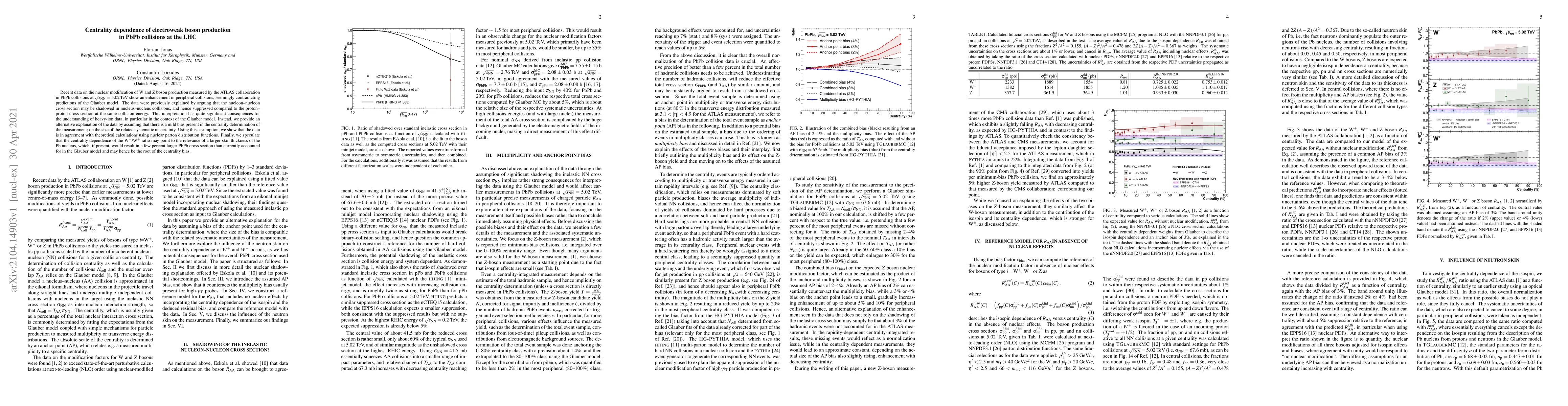 Thumbnail for Centrality dependence of electroweak boson production in PbPb collisions
  at the LHC