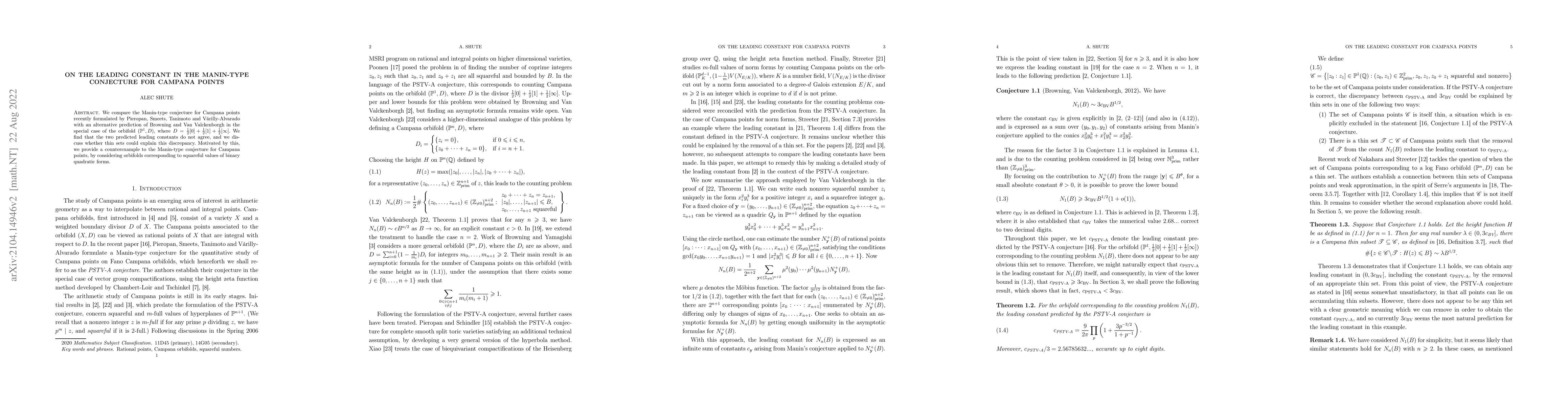 Thumbnail for On the leading constant in the Manin-type conjecture for Campana points