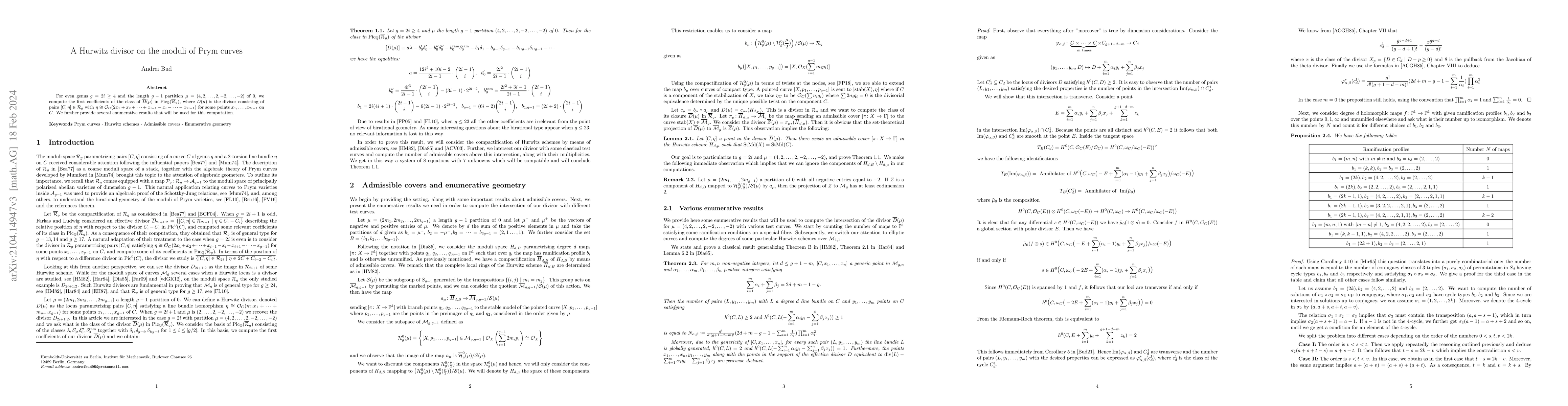 Thumbnail for A Hurwitz divisor on the Moduli of Prym curves