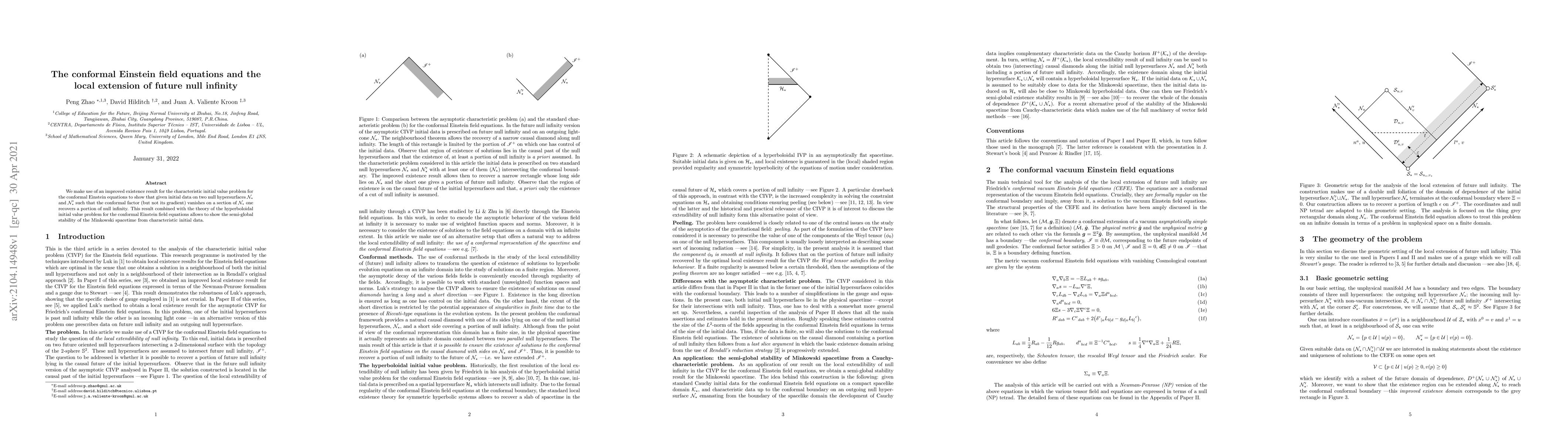 Thumbnail for The conformal Einstein field equations and the local extension of future
  null infinity