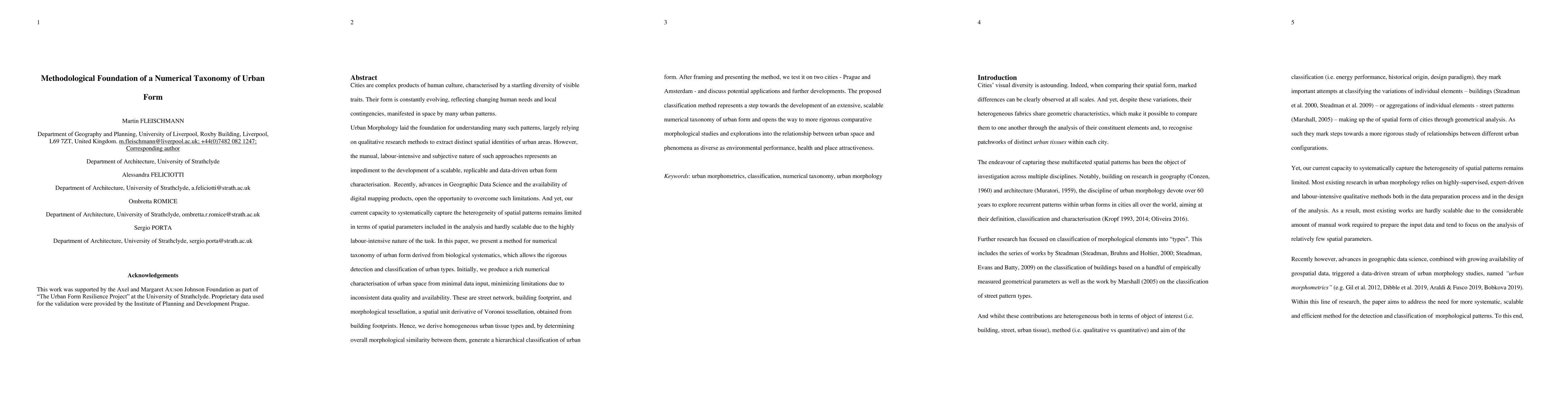Thumbnail for Methodological Foundation of a Numerical Taxonomy of Urban Form