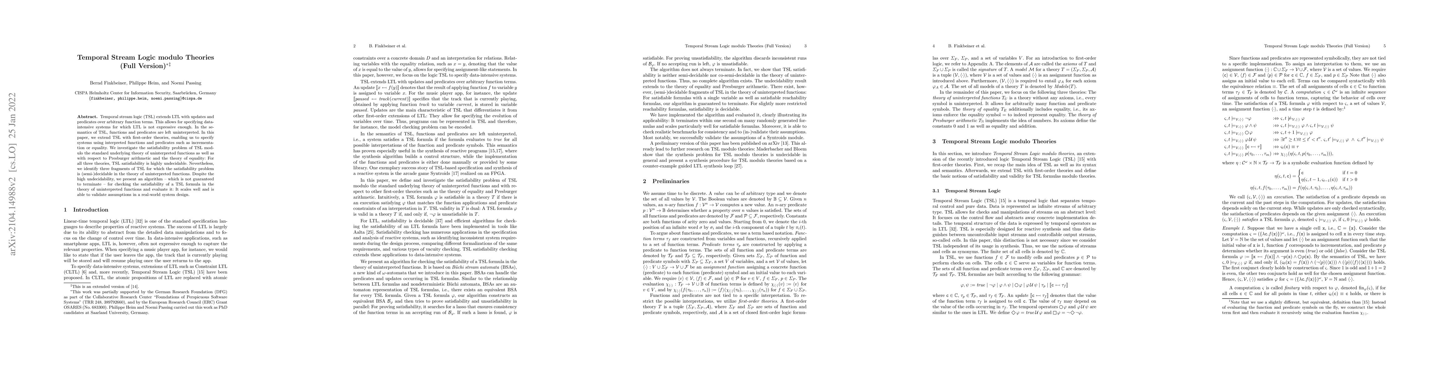 Thumbnail for Temporal Stream Logic modulo Theories (Full Version)