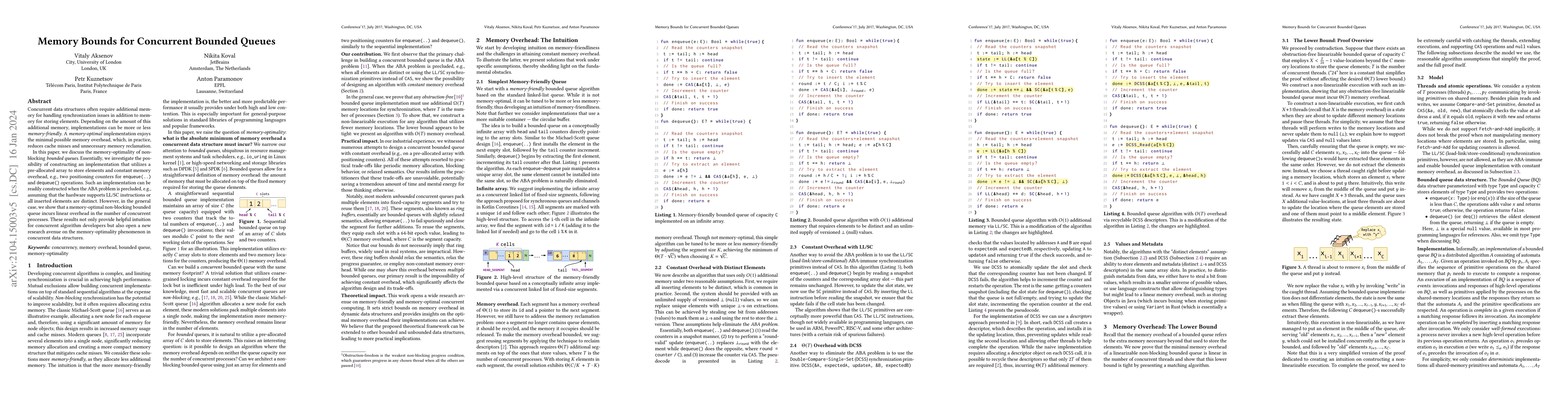 Thumbnail for Memory Bounds for Concurrent Bounded Queues
