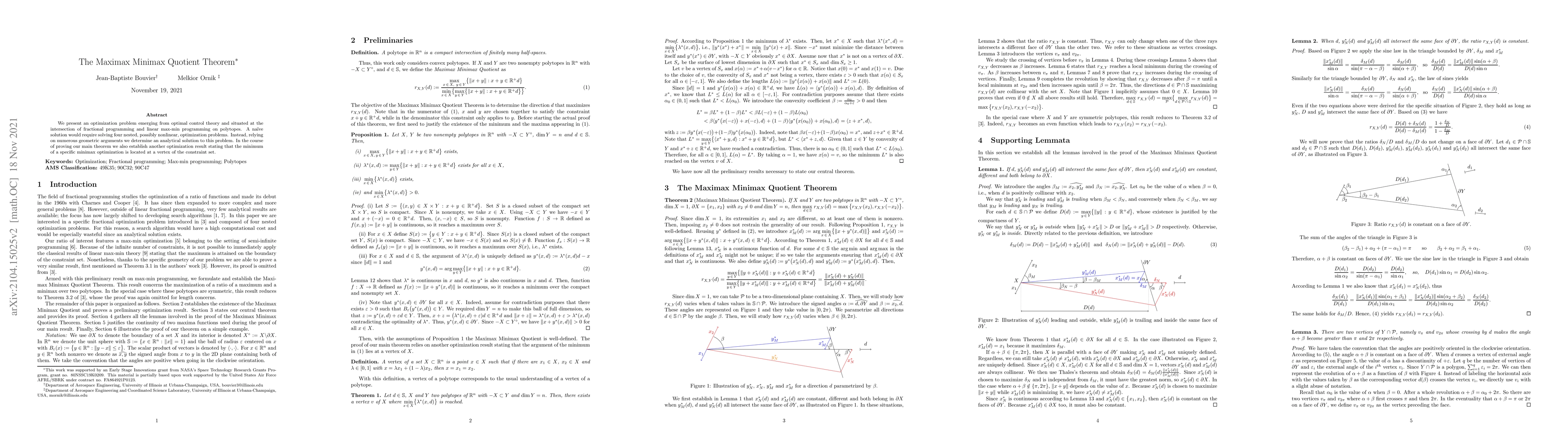 Thumbnail for The Maximax Minimax Quotient Theorem