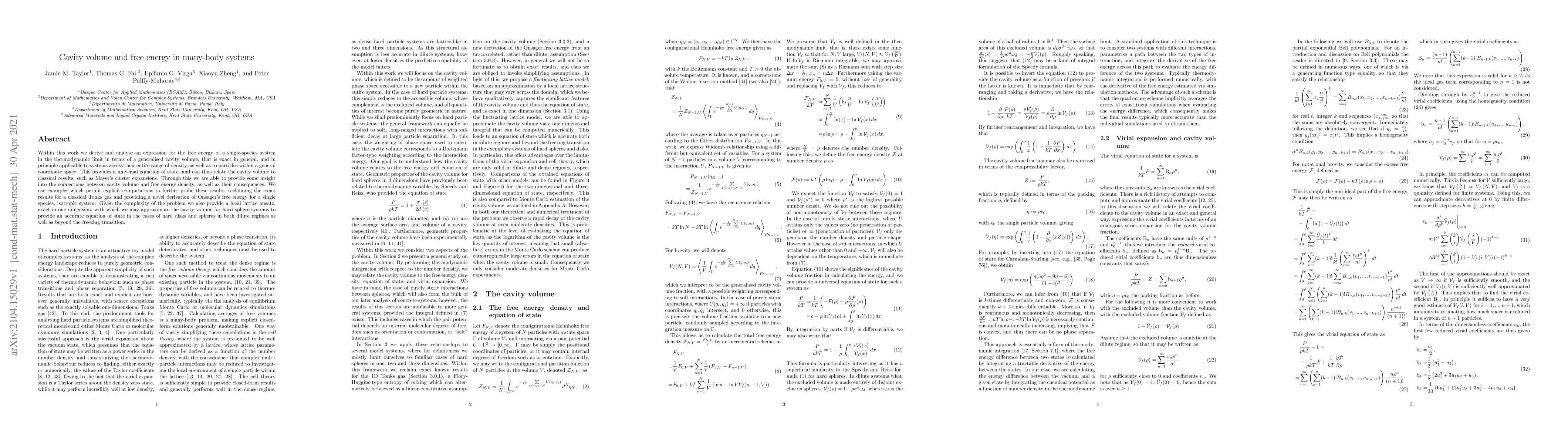 Thumbnail for Cavity volume and free energy in many-body systems