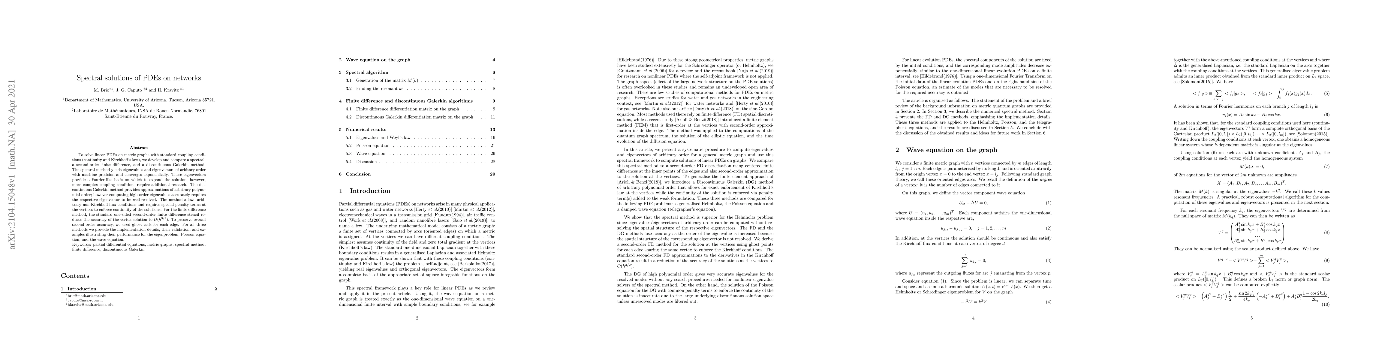 Thumbnail for Spectral solutions of PDEs on networks